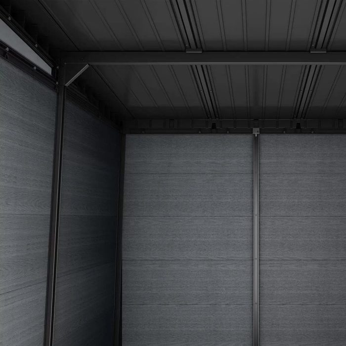 Keter Newton Plus Vertical 7x7.5 ft Apex Grey Plastic 2 door Shed with floor & 2 windows (Base included) - Image 3