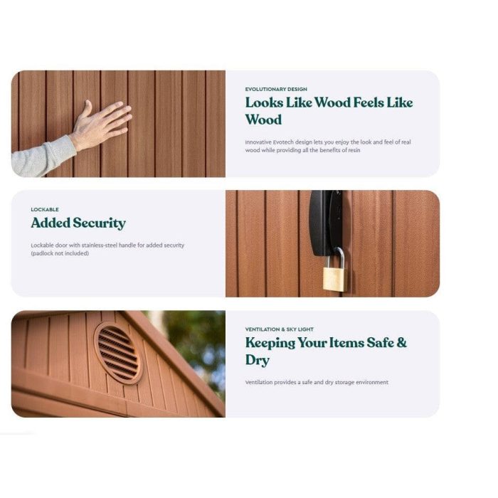 Keter 4’x6′ Darwin Heavy Duty Plastic Garden Shed – Brown - Image 4