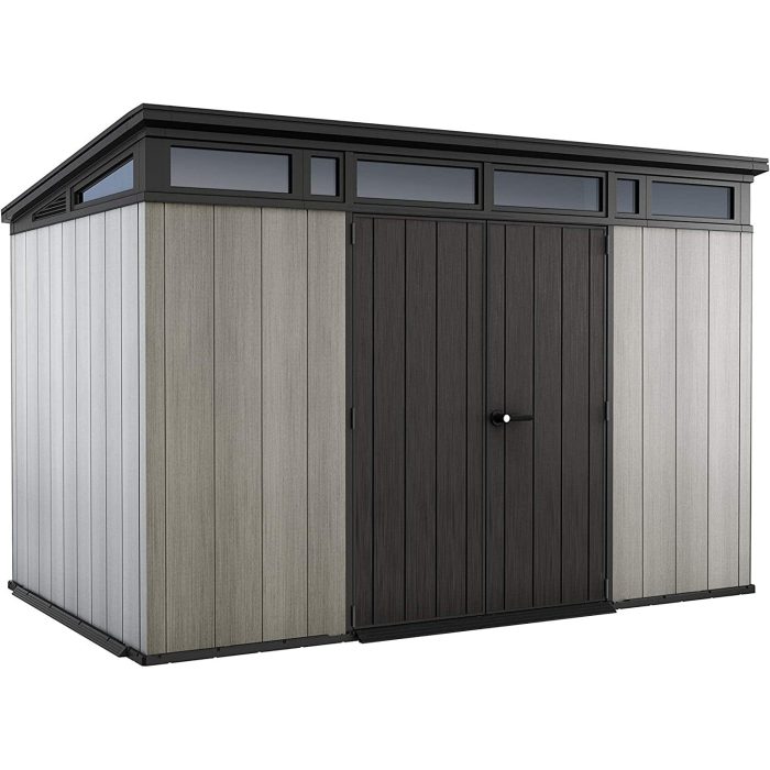 Keter Artisan 7x11 ft Pent Grey Plastic 2 door Shed with floor & 1 window - Image 2